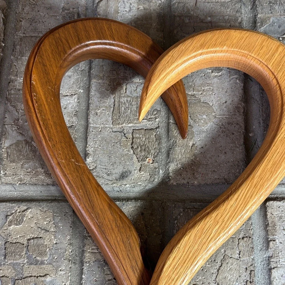 Wild Flower Wood 3D Heart Vase Black Walnut And Red Oak BoHo Natural‎